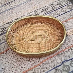 NWT Boho Oval Rattan Decor Bin